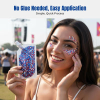 Makeup Glow Gel, Party, Face Skin Hair, No Glue, Shiny Sequins