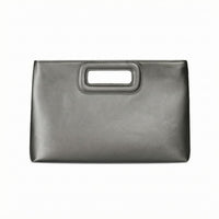 Cutout-Handle Bag Stitched Edges PU Handbag Minimal Design Structured Handbag