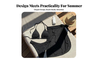 3 Pieces Sun Protection 3 Piece Bikini Set Breathable Pink Bikini with Mesh Sarong Soft and Stretchy for Young Adults, Beach, Summer, Resort