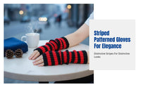 Japanese Korean Style Striped Fingerless Gloves, Cosplay Christmas Party, Long Knit Arm Warmers, Unisex
