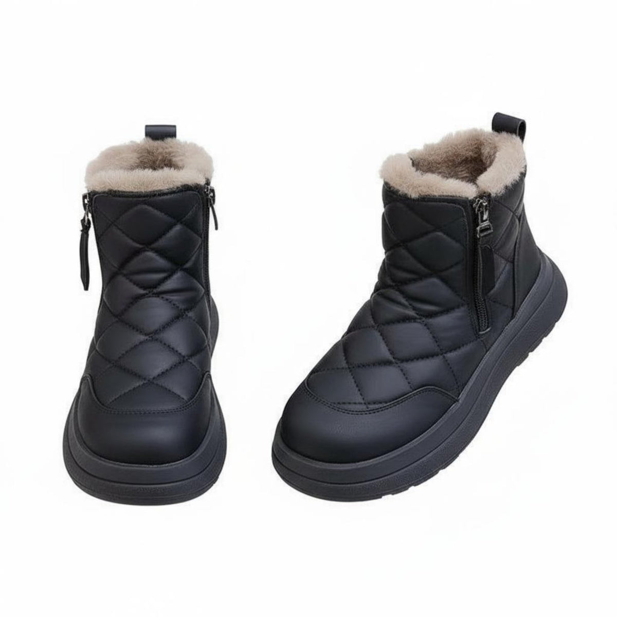 Waterproof Short Platform Snow Boots Stylish Design Platform Snow Boots Side Zipper for Young Adults, Snowy Weather, Outdoor, Casual Outings