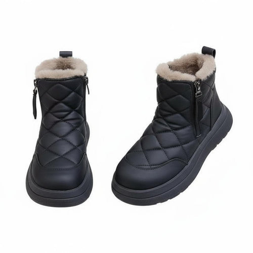Waterproof Short Platform Snow Boots Stylish Design Platform Snow Boots Side Zipper for Young Adults, Snowy Weather, Outdoor, Casual Outings