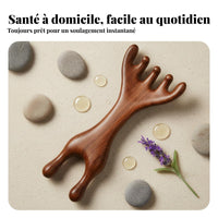 Sandalwood Meridian Comb Portable Five-Prong Head Massager for Spa, Travel