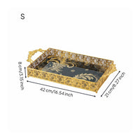 2 Pieces Gold Filigree Tray Double Handle House Decoration Elegant Display