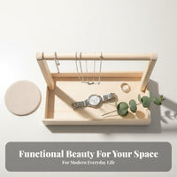 Solid Wood Wooden Jewelry Stand Minimalist Design Tabletop Jewelry Display Accessible Design for Women, Dresser Top, Bedroom, Closet