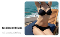 2 Pieces Padded Underwire Push-up Bikini Alluring Design Triangle Cup Bikini Adjustable Ties for Young Adults, Teens, Beach, Swimming