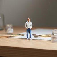 Painted Hooded Figure Miniature Mini Human Figure Resin for Dioramas, Decoration