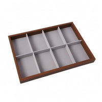 Wooden Jewelry Organizer Walnut-Colored Lined Accessory Tray Space-Saving