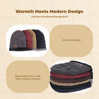 Men's Thick Knit Cuffed Winter Beanie, Black