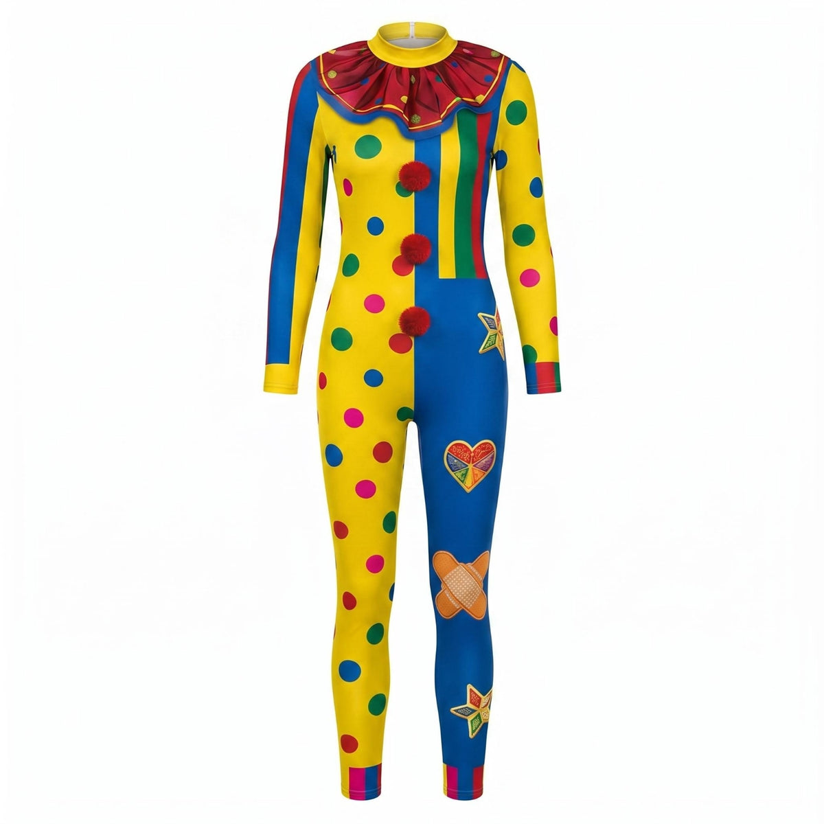 Clown Jumpsuit Close-Fitting Body-Hugging Clown Jumpsuit Long Sleeves