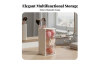 Large Capacity Rotating Makeup Organizer Space Saving Dust-Proof Makeup Sponge Case Multi-Functional for Women, Dorm Room, Bedroom, Dresser