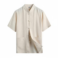 Linen Tang Suit, Men's Chinese Style Summer Short Sleeve, Relaxed Fit