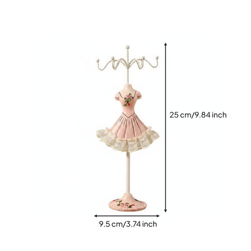 6 Pieces Princess Mannequin Jewelry Stand Gift Idea Accessory Storage Lace Trim