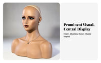 Visible Ears Smooth Surface Female Bust Mannequin PVC Mannequin Display Head