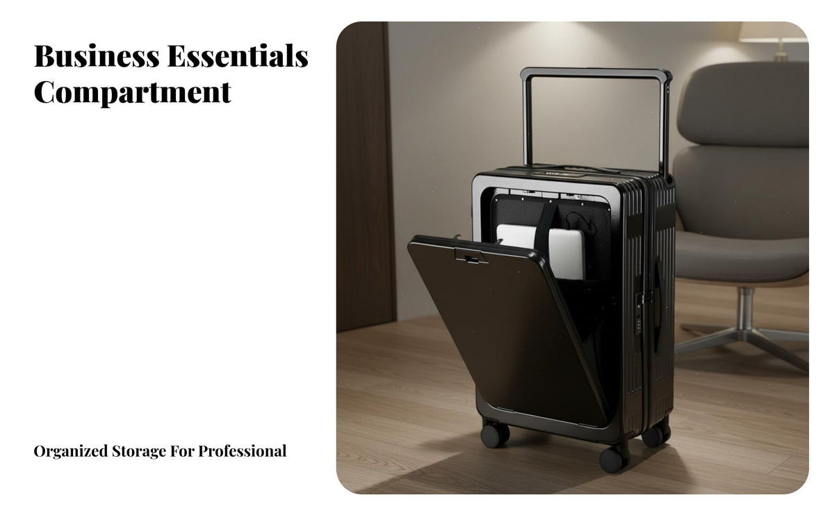 Wheels Front-Opening Rolling Luggage Combination Lock Trolley Case Lightweight Carry-on Bag Multi-Pocket Organization for Travelers, Frequent Flyers, Vacation, Business Trips, Short Break Getaways, Overnight Stays