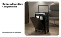 Wheels Front-Opening Rolling Luggage Combination Lock Trolley Case Lightweight Carry-on Bag Multi-Pocket Organization for Travelers, Frequent Flyers, Vacation, Business Trips, Short Break Getaways, Overnight Stays