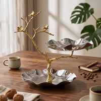 Serving Stand with Bowls Decorative Tray Silver-Colored for Hosts
