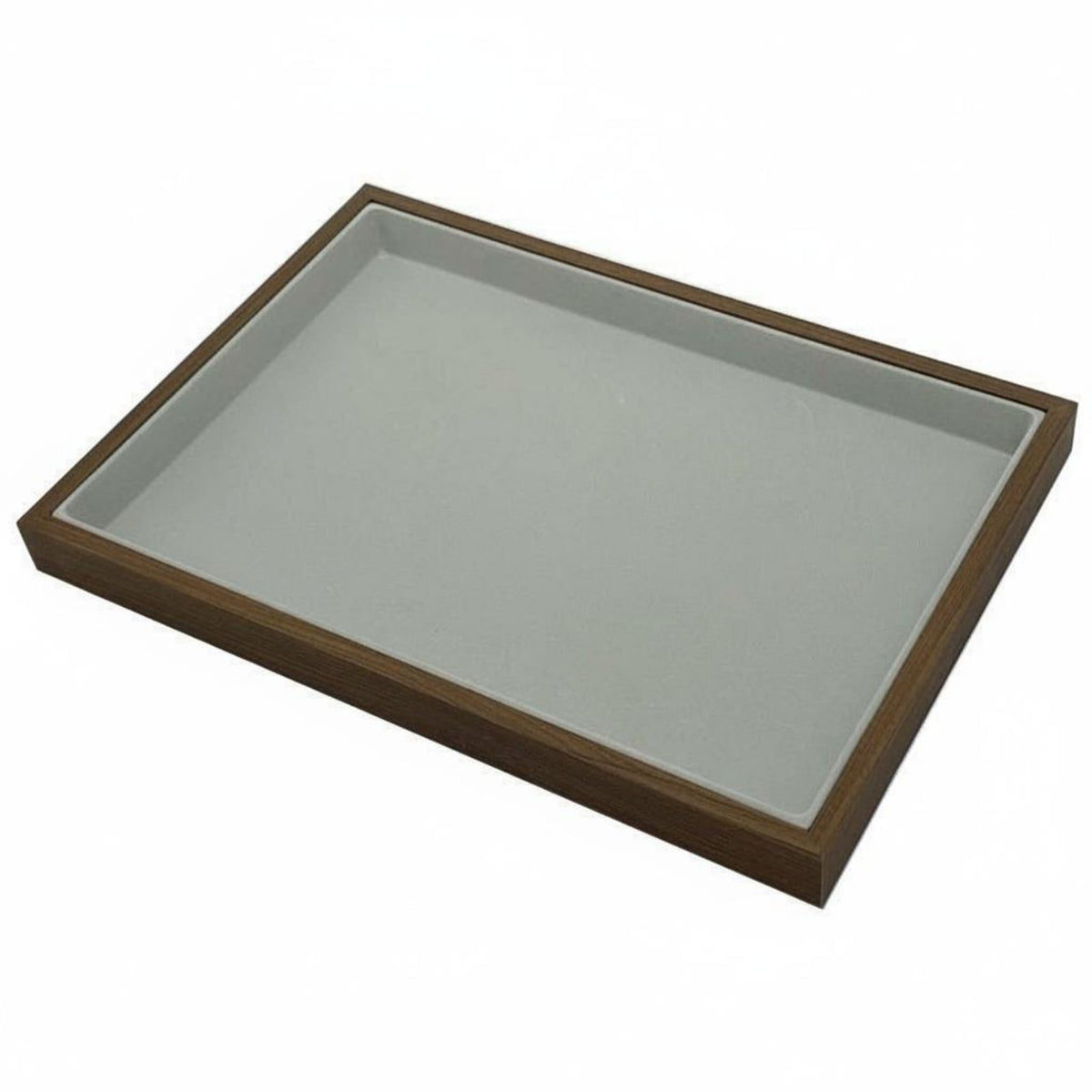 Multi-Functional Jewelry Display Tray Scratch Protection Walnut Wood Grain Accessory Tray Stackable Design for Vendors, Trade Exhibit