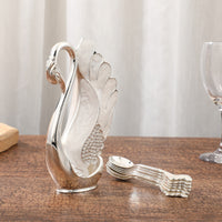 Swan Spoon Holder Metallic Finish Swan Dessert Spoon Organizer Rhinestone