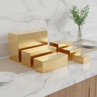 5 Pieces 5 Piece Buffet Display Set Multipurpose Acrylic Display Riser Set Mirrored Food Riser Easy Cleaning & Maintenance