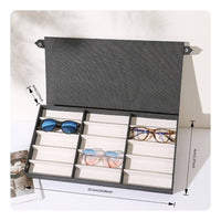 15 Slot Glasses Case Soft Textile Plush Interior Eyewear Collection Box
