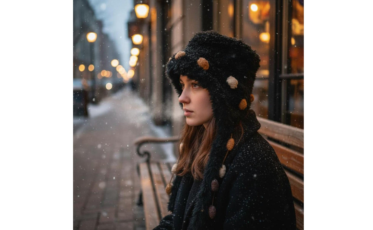 Knitted Earflap Trapper Hat Ear Protection Earflap Knit Hat Face Slimming