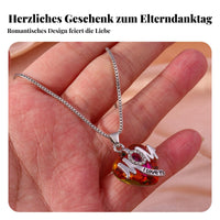 Mom Heart Necklace Rhinestone Embellished Crystal Heart Necklace for Birthday
