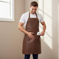 Waterproof Barber Apron With Pockets PU Leather Apron Vintage Design