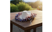 Festive Patriotic Cowboy Hat Lightweight Red White Blue Cowboy Hat Reusable for Independence Day, Parades, Parties