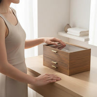 3-Tier Jewelry Organizer Gold Color Handle Drawer Jewelry Storage Box for Vanity