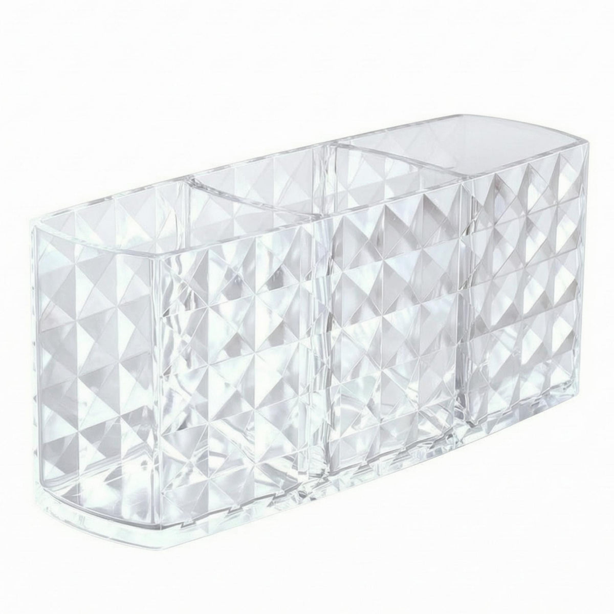 Acrylic Makeup Brush Holder Transparent 3compartment Brush Holder Multifunction
