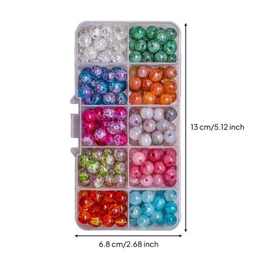 200 Pieces Crackle Glass Beads DIY Crafts Jewelry Making Beads Polished Final Craft Supplies for Beading Projects