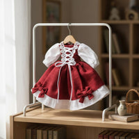 Doll Dress British OB24 Doll Outfit Double-Layer Textile Miniature Dress for Collection