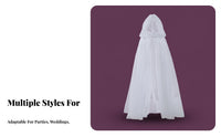 Tulle Cape with Train Multi-Layered Transparent Mesh Poncho Tie-Neck Closure