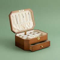 Lockable Jewelry Box Velvet Interior Wooden Jewelry Box Drawer Design Accessory Storage for Women