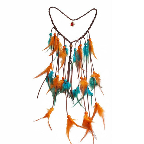 Bohemian Design Hairband Ethnic Inspired Bohemian Feather Headpiece Tribal Hair Accessory Exotic Design for Gathering S
