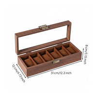 6-Slot Watch Box Transparent Window Timepiece Holder Divided Compartments