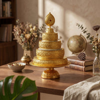 Tibetan Mandala Plate High Quality Alloy Mandala Offering Set Tiered Offering Tray Elegant Craftsmanship Religious Item