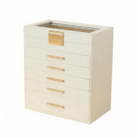 Multi-Layer Jewelry Organizer Hard-Cover Drawer Jewelry Box Handles Dresser Storage