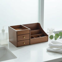 Wooden Makeup Organizer Easy to Access Desktop Beauty Storage Rack Desktop Cosmetics Rack for Vanity Table