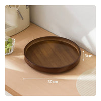 Wooden Rotating Tray Brown Cosmetic Organizer Tray Space Saving for Vanity