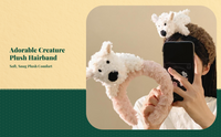 Plush Dog Headband, Cute Furry Hair Accessory, Spa, Photo Props