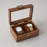 Glass Lid Watch Display Case Cushioned Pillows Wristwatch Organizer Metal Latch