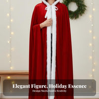 Santadesign Cape Full Length Design Long Red Holiday Mantle Attached Hood