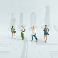 4 Pieces Miniature Figure Painted Scale Model Figure Toy Detailed Fully Assembled for Collectors, Dioramas, Street Layouts