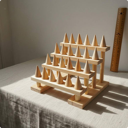 Tiered-Cone Stand Wooden Wood Band Display Rack Minimalist for Market Vendors