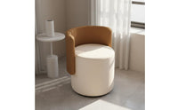 Comfortable Backrest Upholstered Dressing Table Seat Silent Rotation Round Swivel Vanity Stool Space-Saving Bedroom Furniture for Women