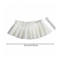 Airy White Textile Lightweight Pleated Bib Easy Overlay for Women