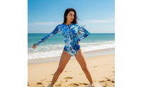 Zip Front Sun Shirt Close-Fitting Sun Protection Swimsuit Front Zip Sun Shirt Breathable Women's Bathing Suit Removable Padded