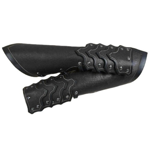 2 Pieces Vambraces Studded Norse Warrior Arm Guards Black